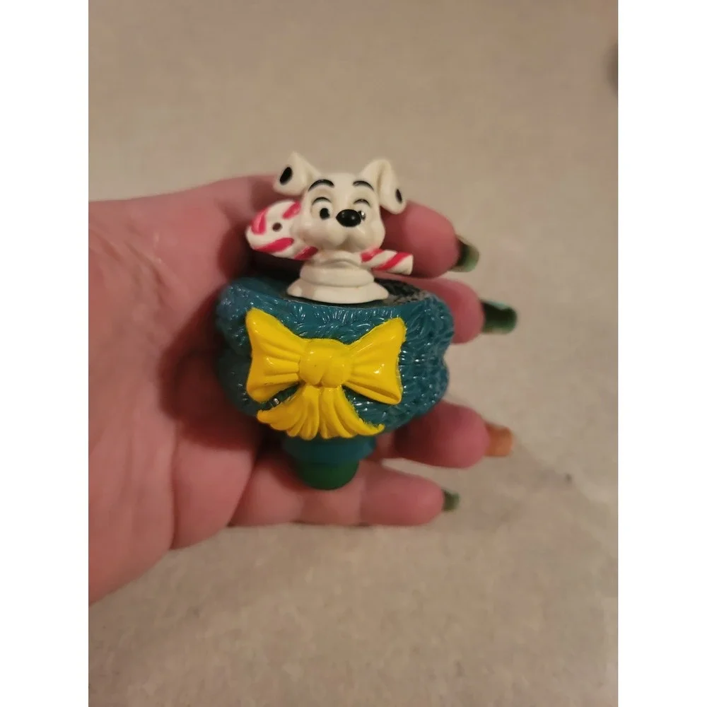 101 Dalmatians McDonalds Toy figure top Spinner Disney Christmas Yellow Bow